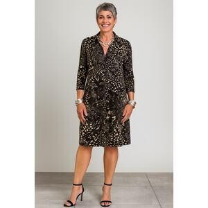 Chico’s Travelers Animal Print Shirt Dress Size 0 Small Capsule Minimalist Chic